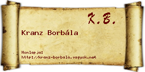 Kranz Borbála névjegykártya